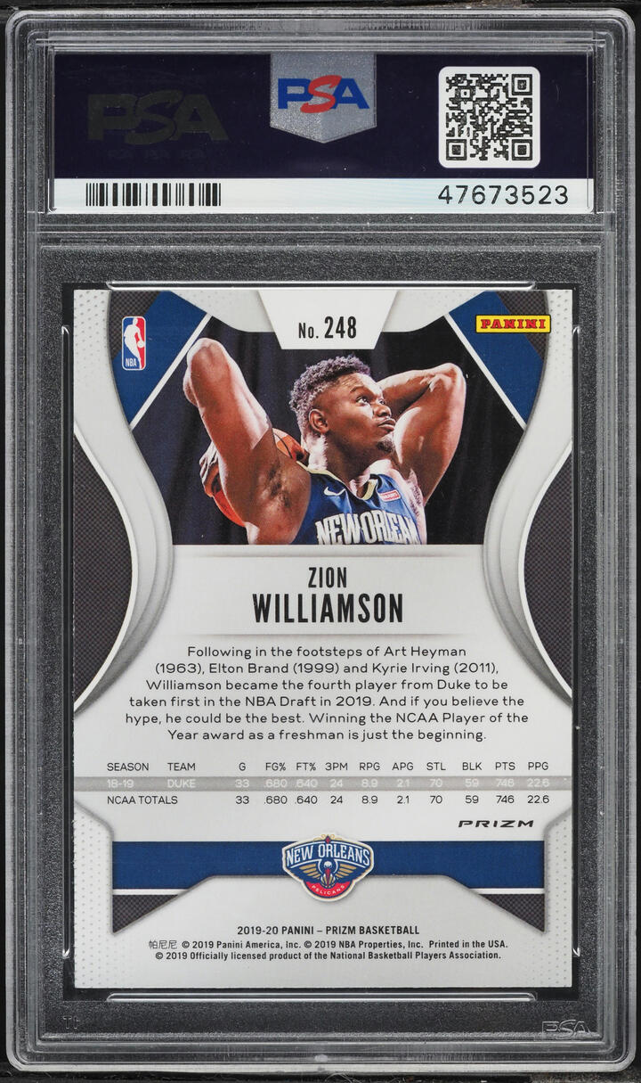 2019 Panini Prizm Orange Ice Zion Williamson ROOKIE #248 PSA 10 GEM MT