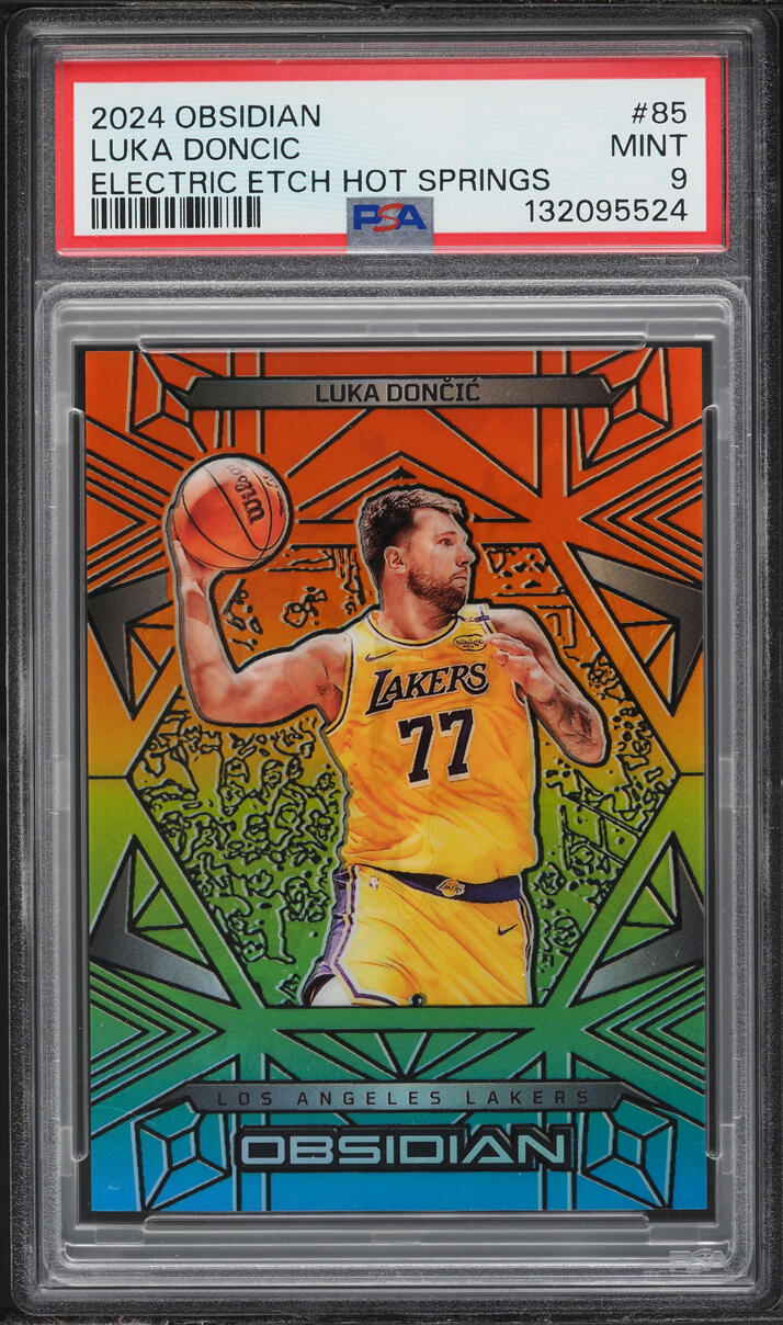 2024 Panini Obsidian Basketball Electric Etch Hot Springs Luka Doncic #85 PSA 9