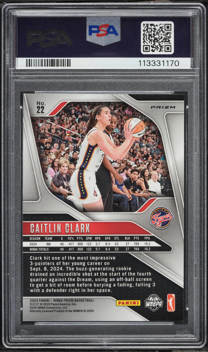 2024 Panini Prizm WNBA Blue Velocity Caitlin Clark ROOKIE #22 PSA 10 GEM MINT