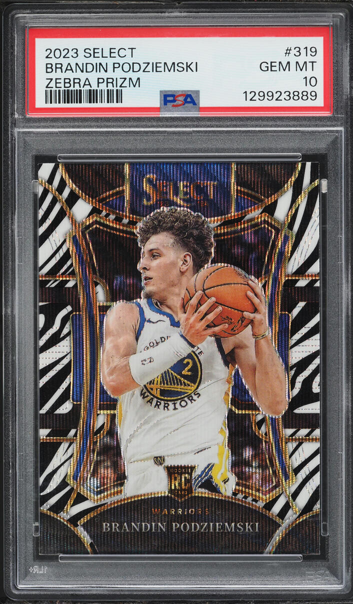 2023 Select Mezzanine Zebra Prizm Brandin Podziemski ROOKIE #319 PSA 10 GEM MINT