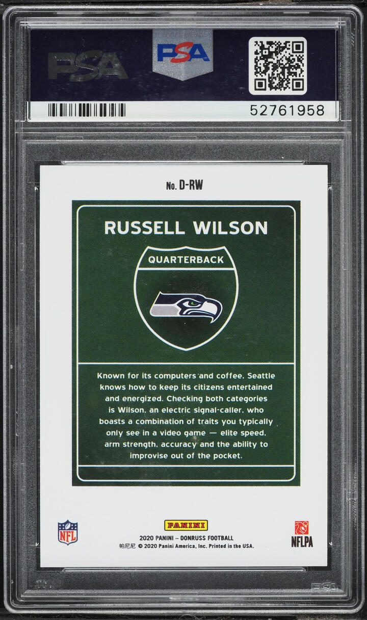2020 Donruss Downtown Russell Wilson #D-RW PSA 10 GEM MINT