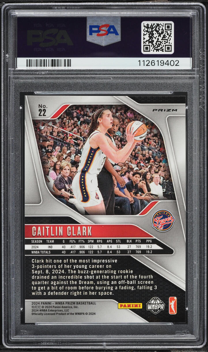 2024 Panini Prizm WNBA Blue Velocity Caitlin Clark ROOKIE #22 PSA 9 MINT
