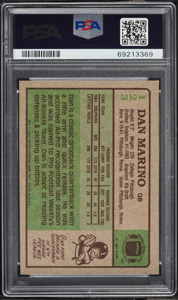 1984 Topps Football Dan Marino ROOKIE #123 PSA 7 NRMT