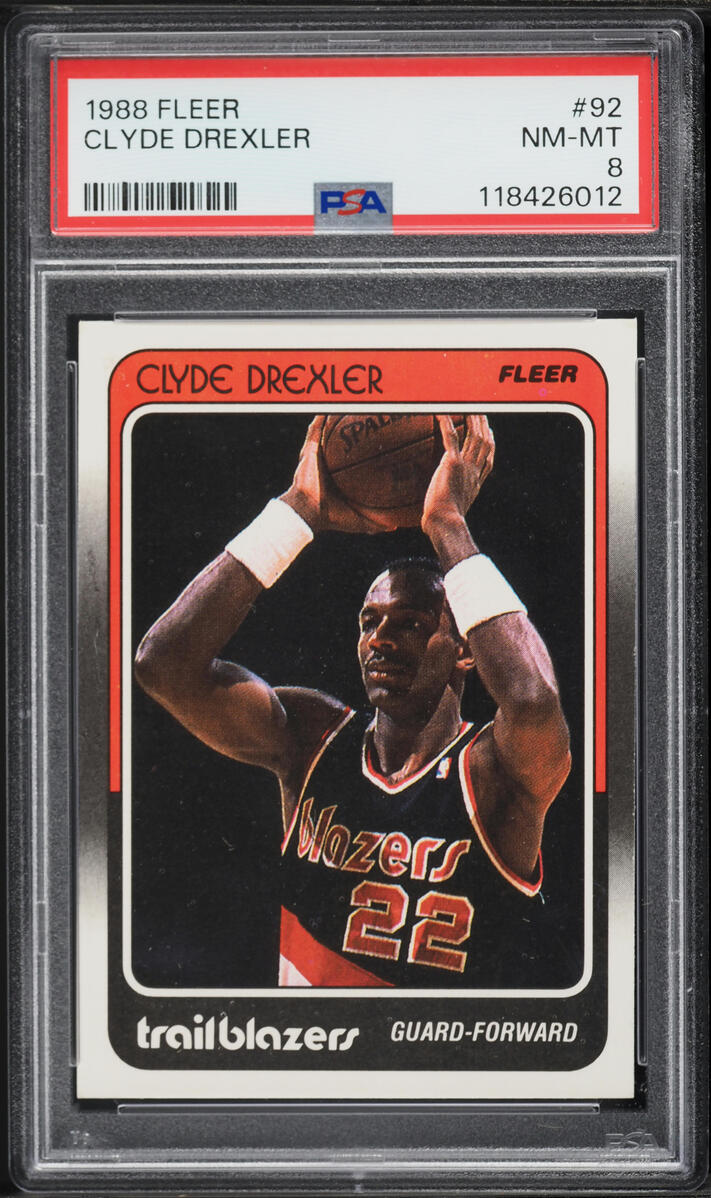 1988 Fleer Basketball Clyde Drexler #92 PSA 8 NM-MT