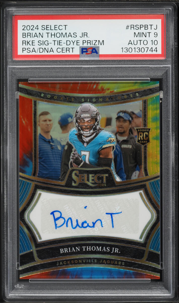 2024 Select Tie-Dye Prizm Brian Thomas Jr. ROOKIE AUTO DNA 10 /25 #RSPBTJ PSA 9 MINT