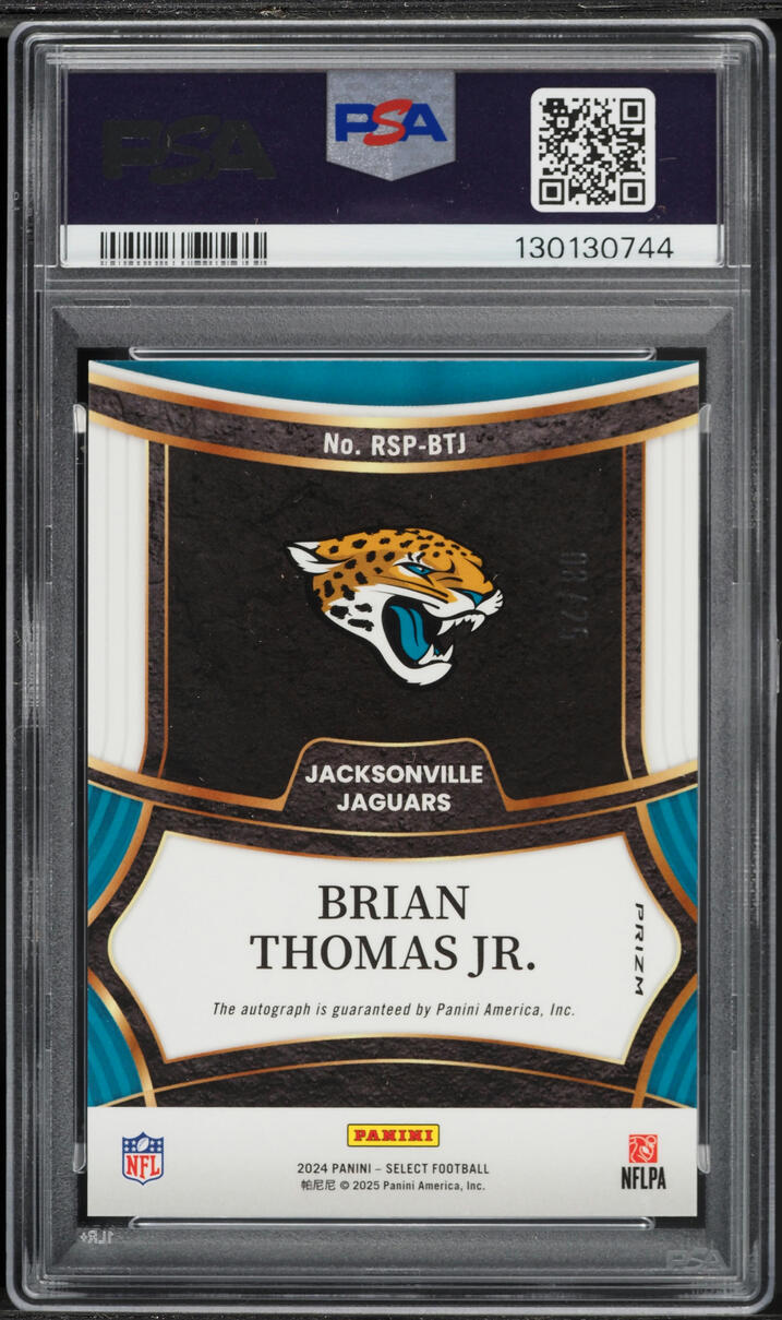 2024 Select Tie-Dye Prizm Brian Thomas Jr. ROOKIE AUTO DNA 10 /25 #RSPBTJ PSA 9 MINT