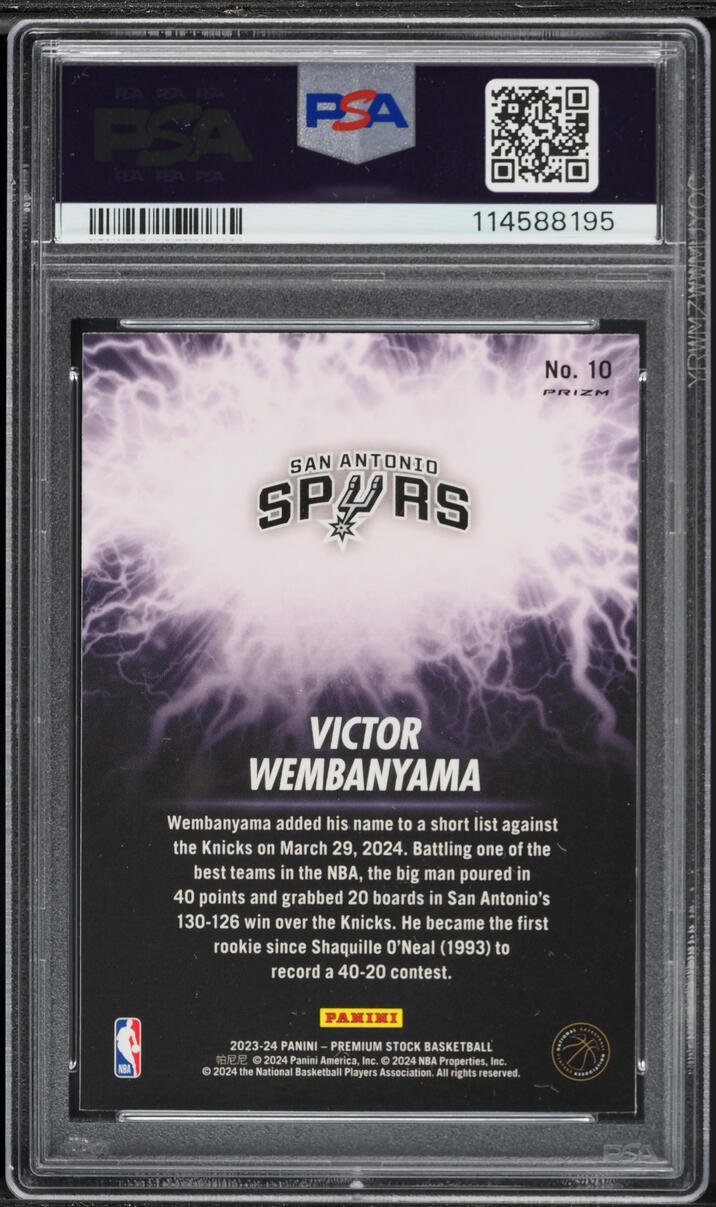 2023 Hoops Premium Stock High Voltage Victor Wembanyama ROOKIE #10 PSA 9 MINT