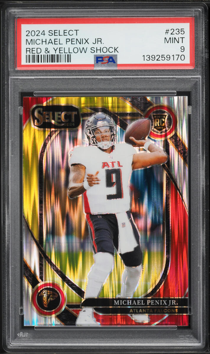 2024 Select Club Level Red & Yellow Shock Michael Penix Jr. ROOKIE #235 PSA 9 MINT