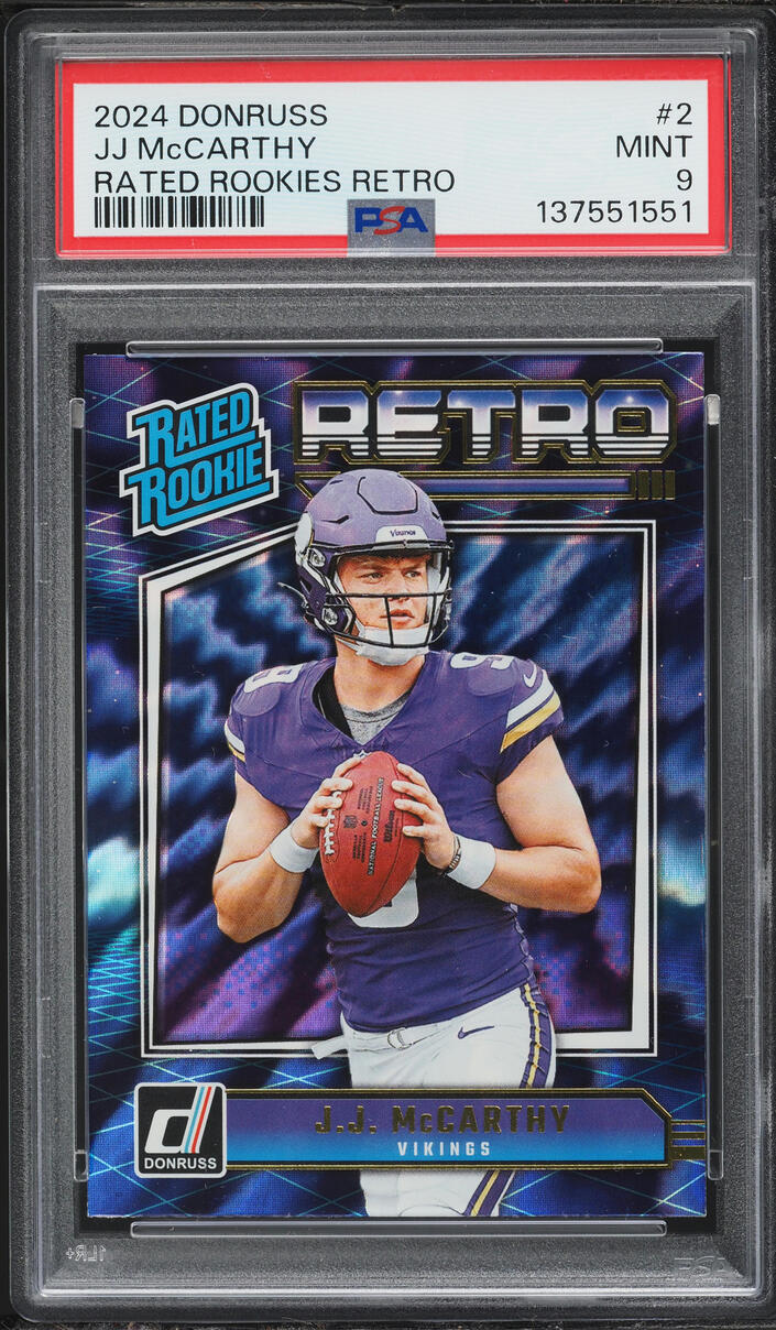 2024 Donruss Retro J.J. McCarthy ROOKIE #2 PSA 9 MINT