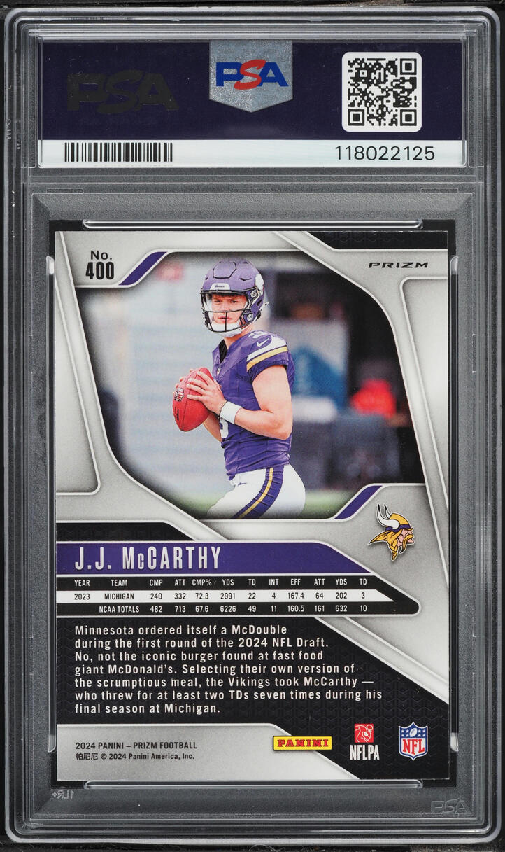 2024 Panini Prizm Disco J.J. McCarthy ROOKIE #400 PSA 10 GEM MINT