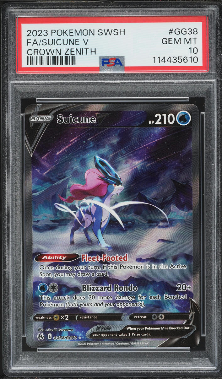 2023 Pokemon Sword & Shield Crown Zenith Alt Art Suicune V #GG38 PSA 10 GEM MINT