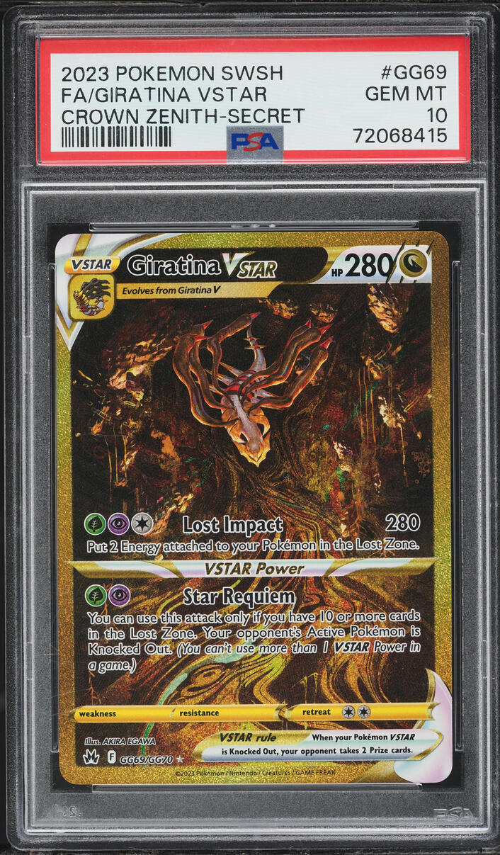 2023 Pokemon Sword & Shield Crown Zenith Gold Rare Giratina VSTAR #GG69 PSA 10 GEM MINT