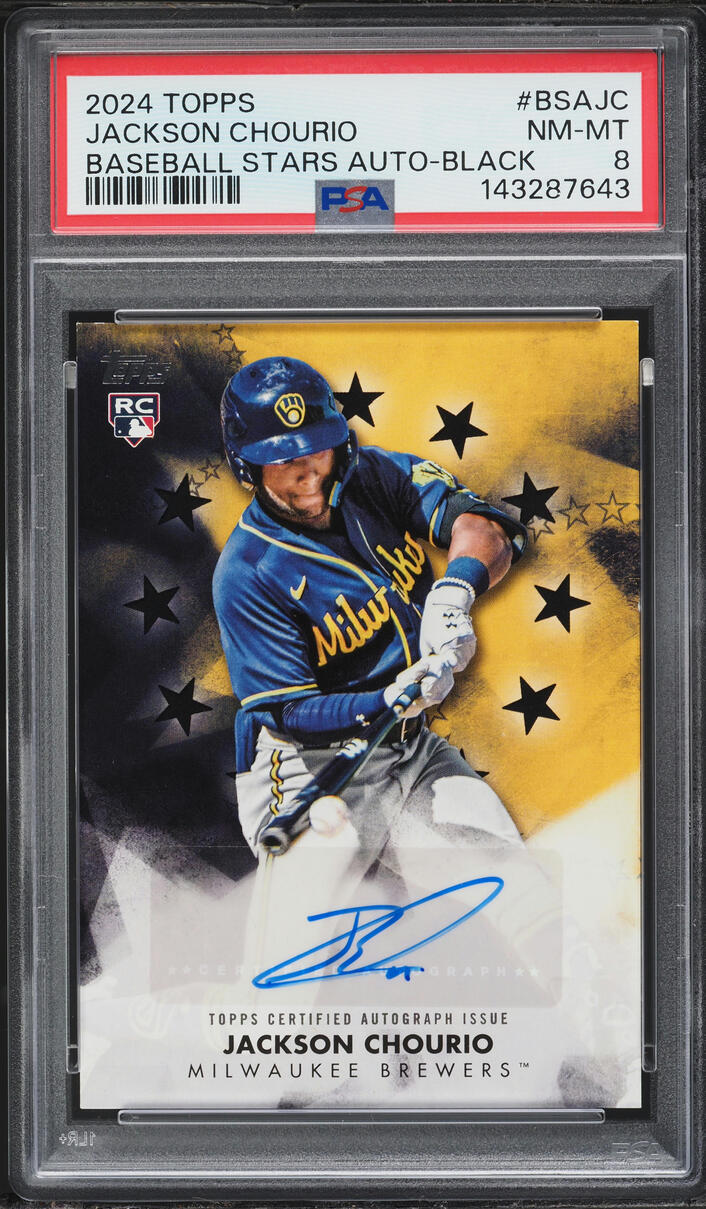 2024 Topps Baseball Stars Black Jackson Chourio ROOKIE AUTO 199/199 #BSAJC PSA 8 NM-MT