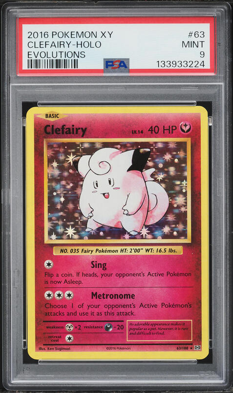 2016 Pokemon XY Evolutions Holo Clefairy #63 PSA 9 MINT