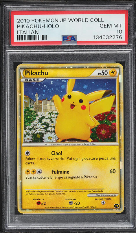 2010 Pokemon Italian World Collection Holo Pikachu PSA 10 GEM MINT