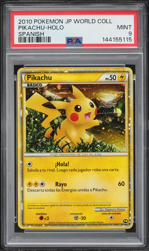 2010 Pokemon Spanish World Collection Holo Pikachu PSA 10 GEM MINT