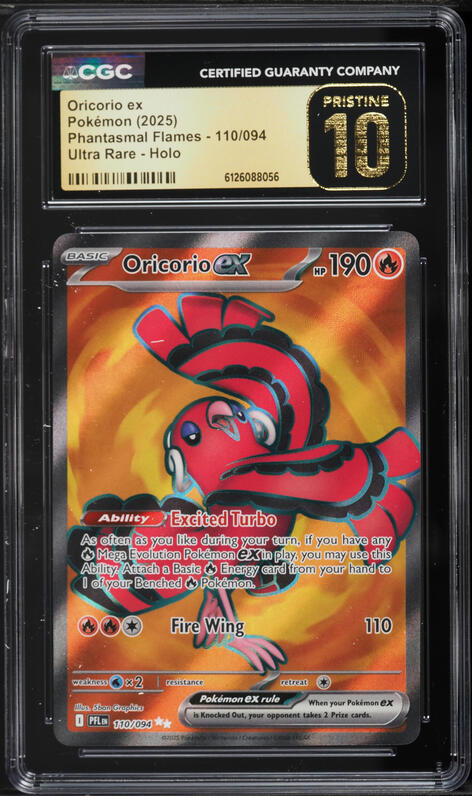 2025 Pokemon Mega Evolution Phantasmal Flames Full Art Oricorio ex #110 CGC 10 PRISTINE