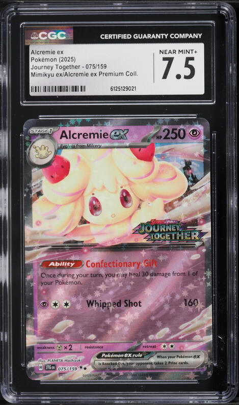 2025 Pokemon SV Journey Together Mimikyu Ex Premium Coll. Holo Alcremie ex #75 CGC 7.5 NRMT+