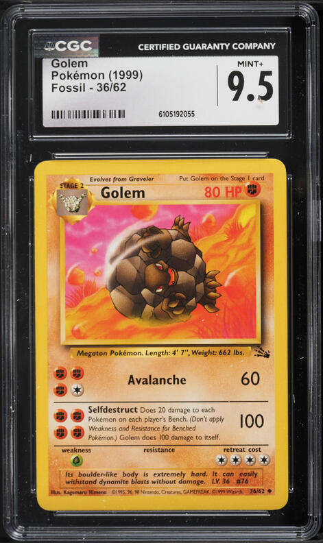 1st edition golem pokemon card 1999 Pokemon Fossil Golem #36 CGC 7.5 NRMT+ on Fanatics Collect