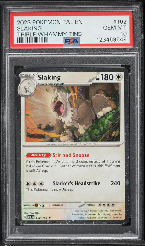 2023 Pokemon Scarlet & Violet Paldea Evolved Triple Whammy Tin Slaking #162 PSA 10 GEM MINT