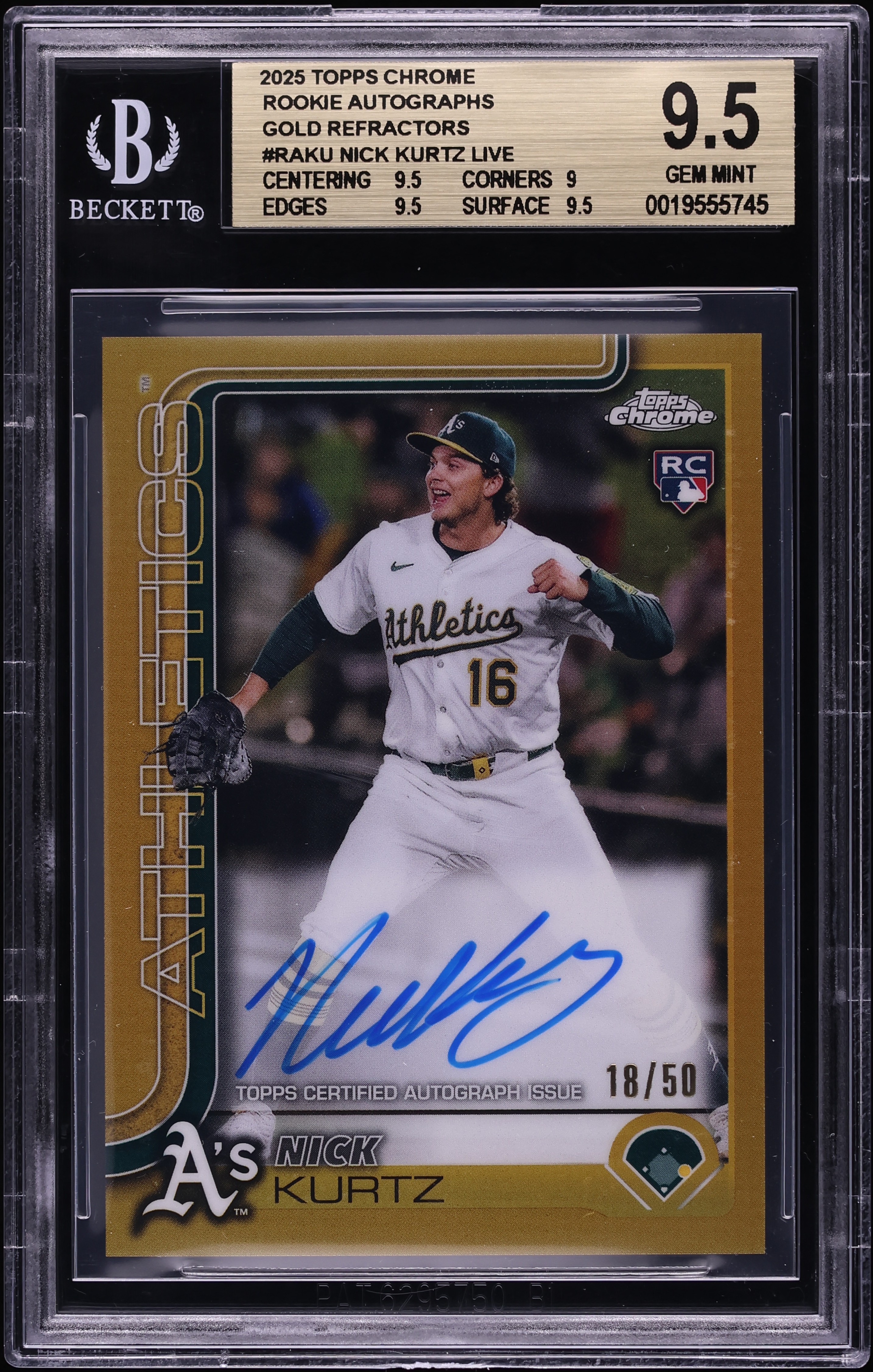 2025 Topps Chrome Gold Refractor Nick Kurtz ROOKIE AUTO /50 #RAKU