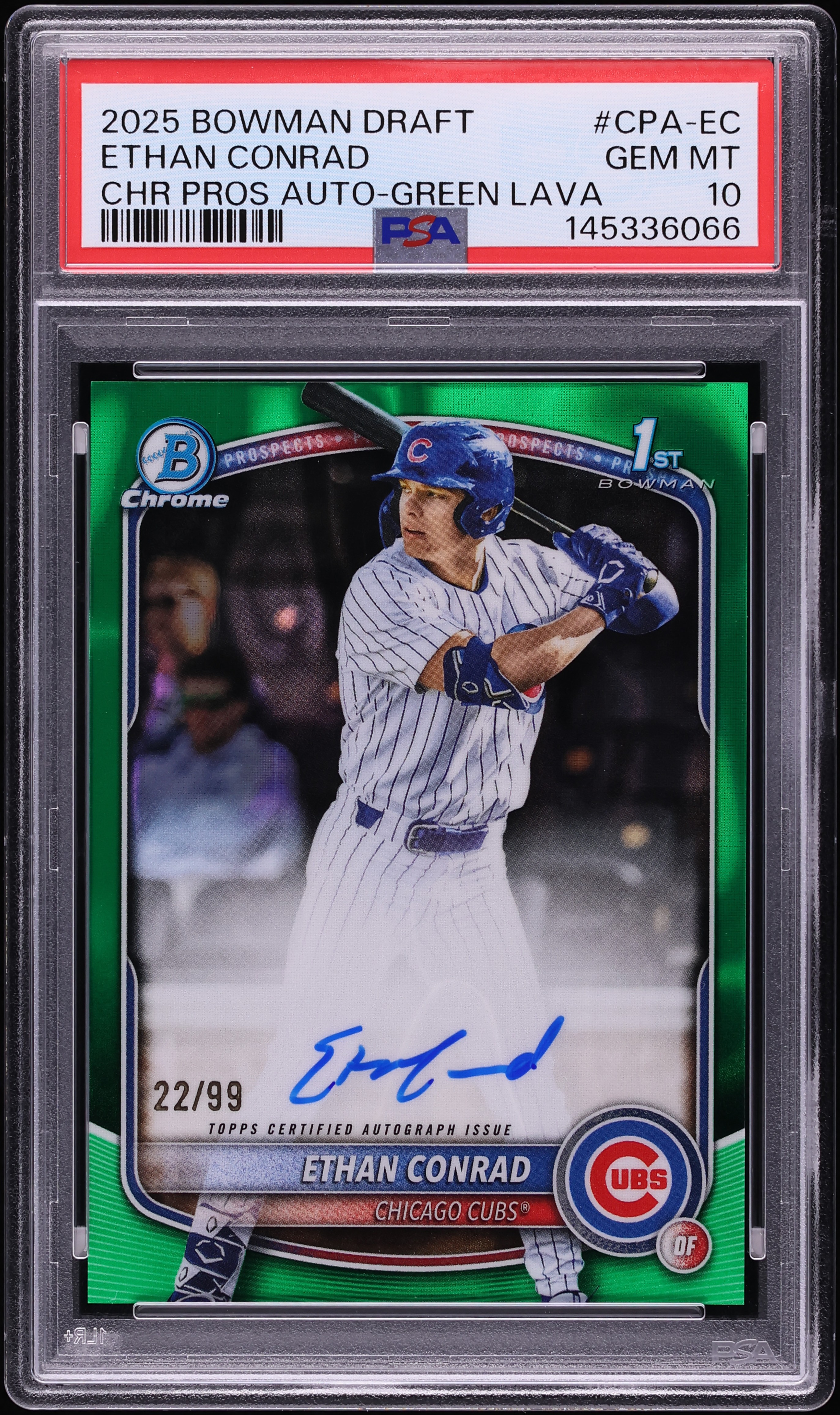 2025 Bowman Chrome Draft Chrome Green Lava Ethan Conrad PROSPECT 