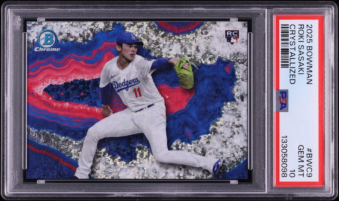 2025 Bowman Chrome Crystallized Roki Sasaki ROOKIE #BWC-9 PSA 10 GEM MINT