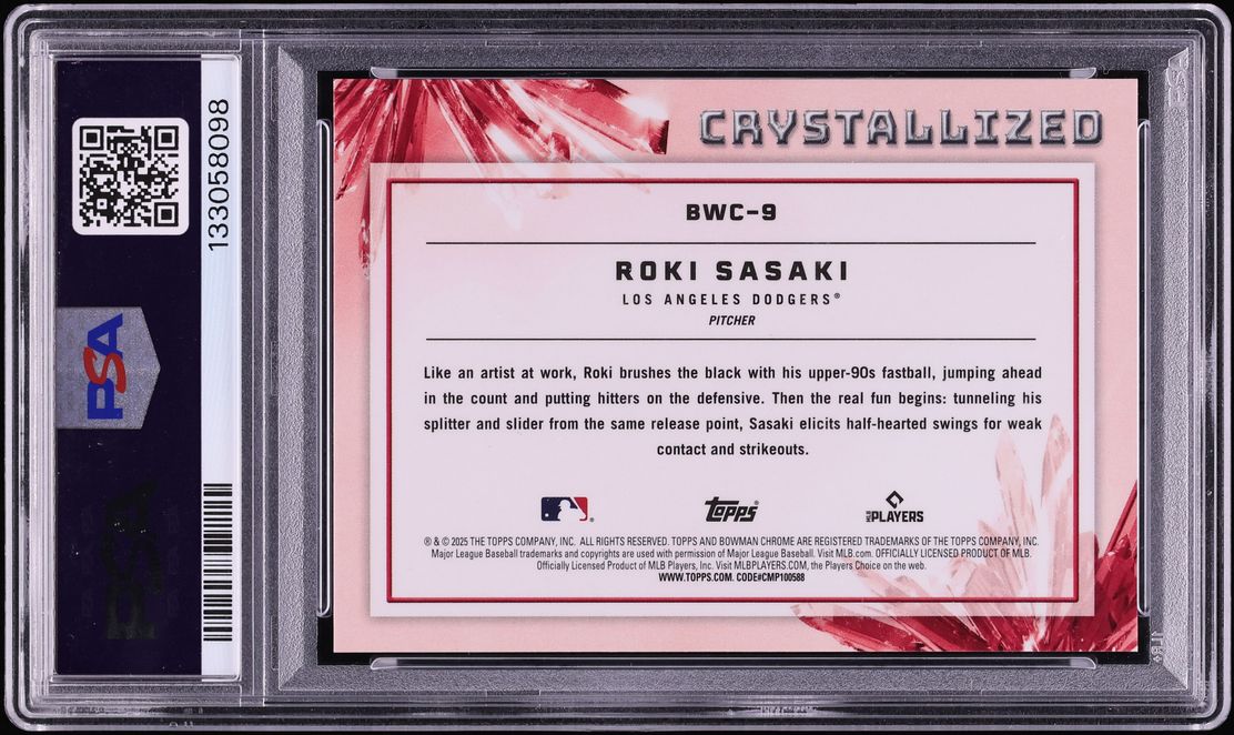 2025 Bowman Chrome Crystallized Roki Sasaki ROOKIE #BWC-9 PSA 10 GEM MINT