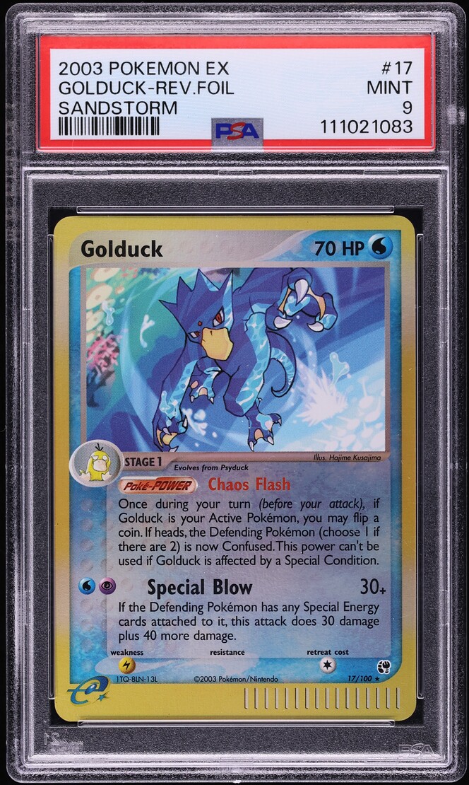 2003 Pokemon EX Sandstorm Reverse Holo Golduck #17 PSA 9 MINT