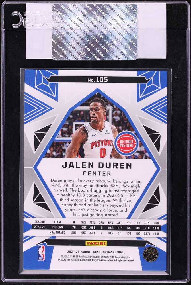 2024 Panini Obsidian Electric Etch Caldera Jalen Duren #105 CGC AUTH
