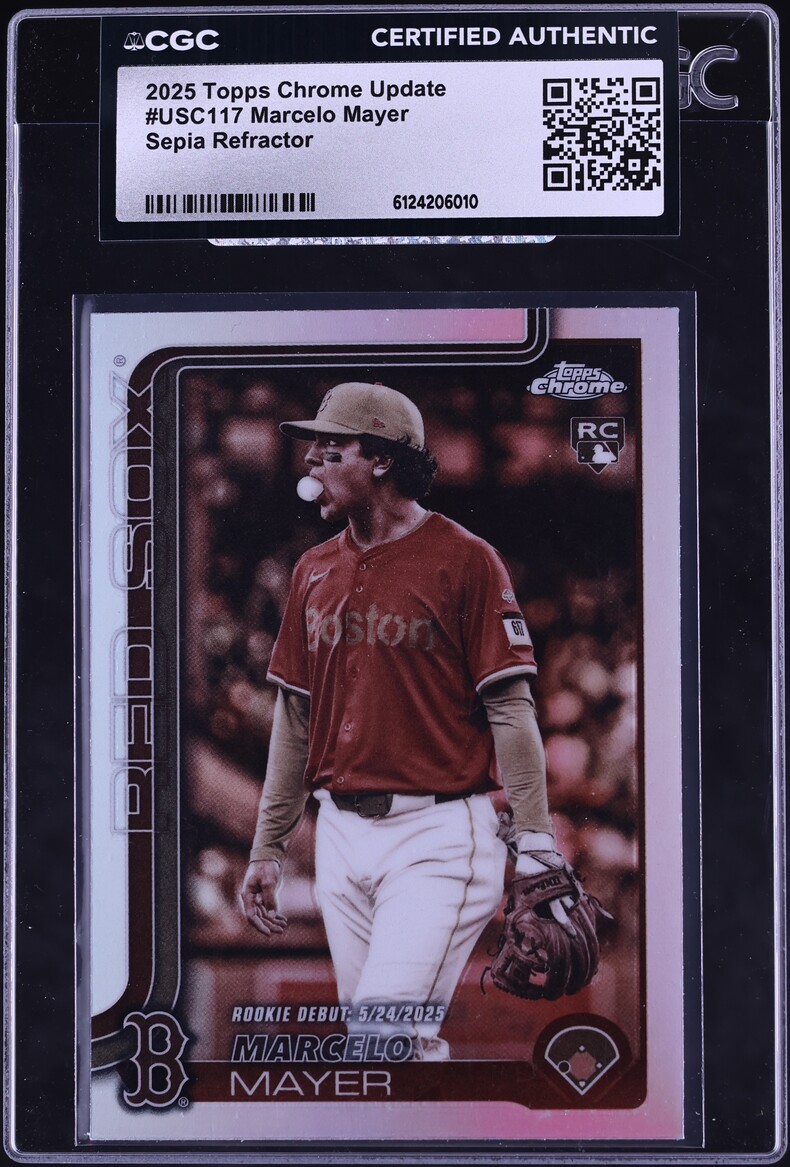 2025 Topps Chrome Update Sepia Refractor Marcelo Mayer ROOKIE #USC117 CGC AUTH