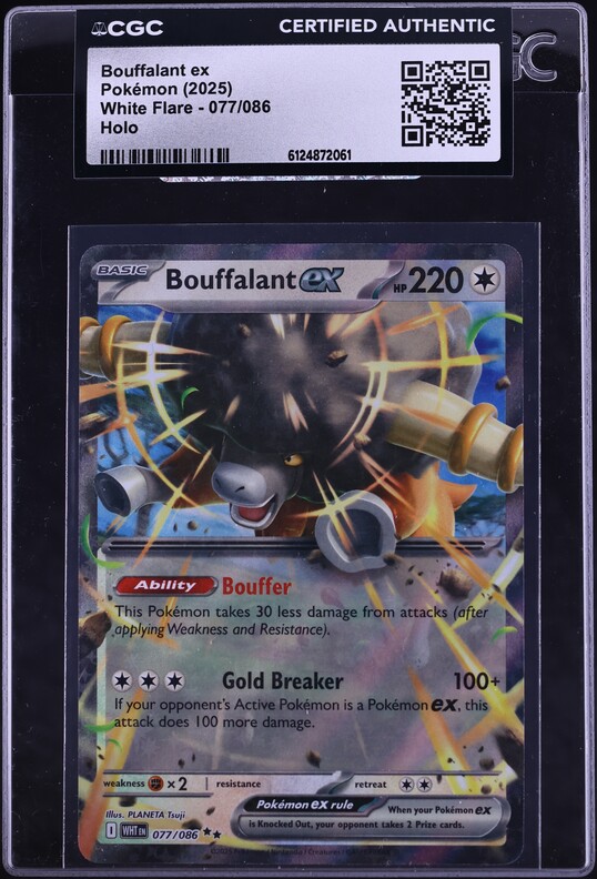 2025 Pokemon Scarlet & Violet White Flare Holo Bouffalant ex #77 CGC AUTH