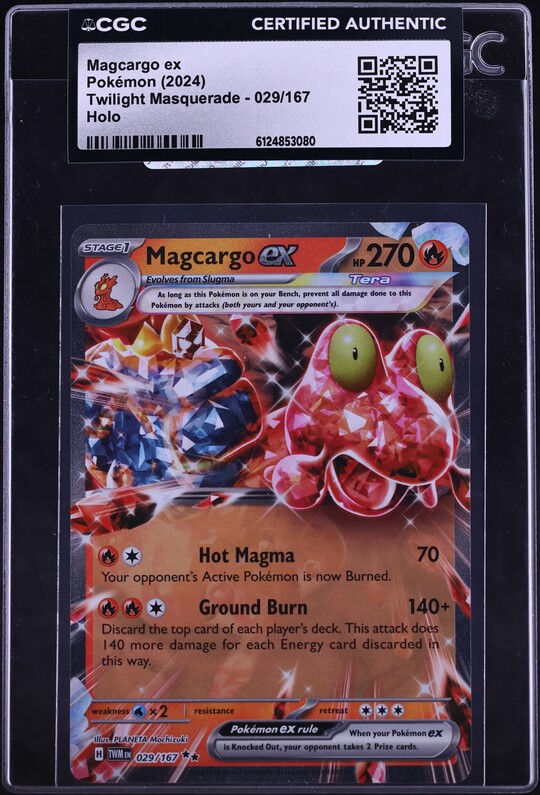 2024 Pokemon Scarlet & Violet Twilight Masquerade Holo Magcargo ex #29 CGC AUTH