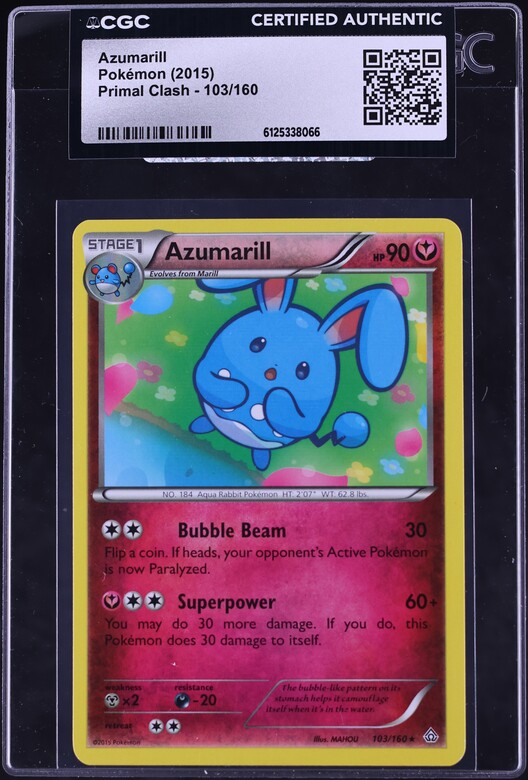 2015 Pokemon Primal Clash Azumarill #103 CGC AUTH