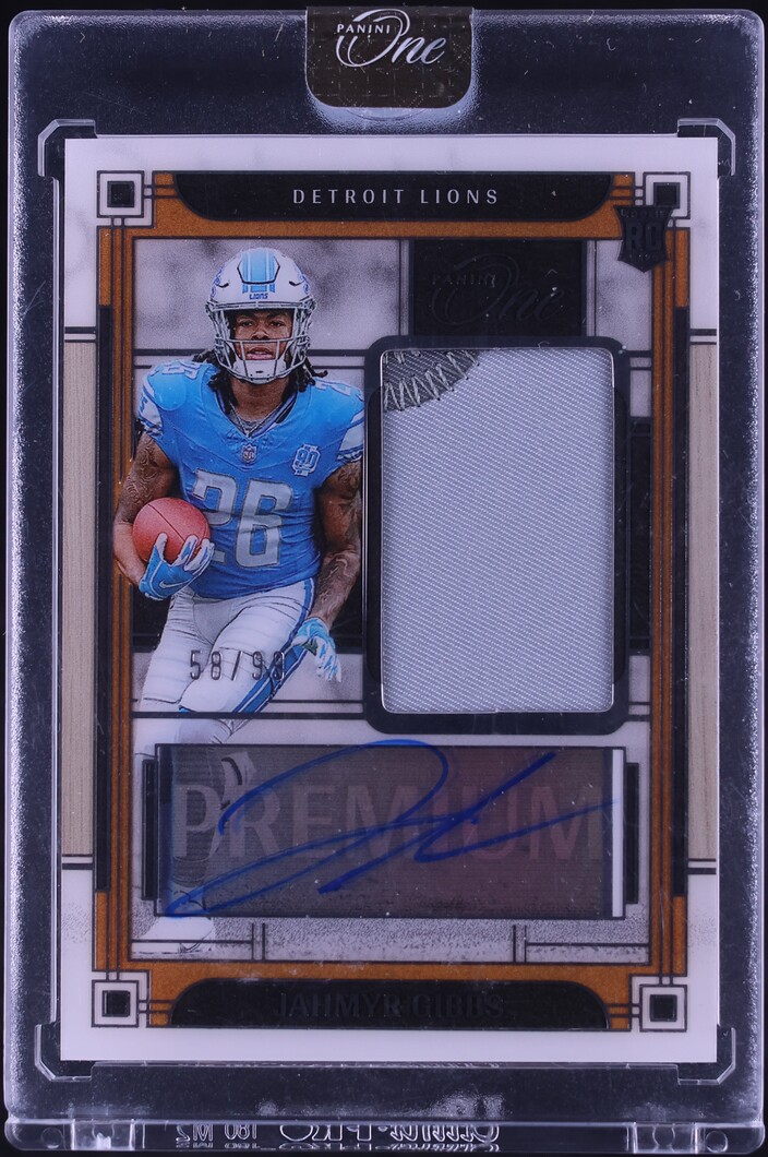 2023 Panini One Premium Jahmyr Gibbs ROOKIE PATCH AUTO /99 #132