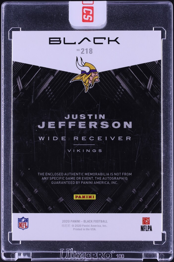 2020 Panini Black Justin Jefferson ROOKIE PATCH AUTO /50 #218