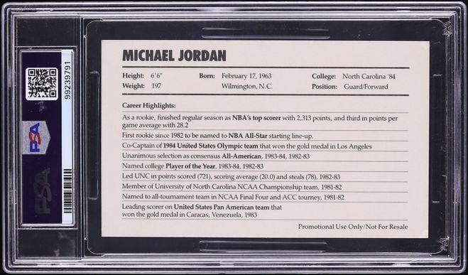 1985 Nike Promo Michael Jordan ROOKIE PSA 6 EXMT