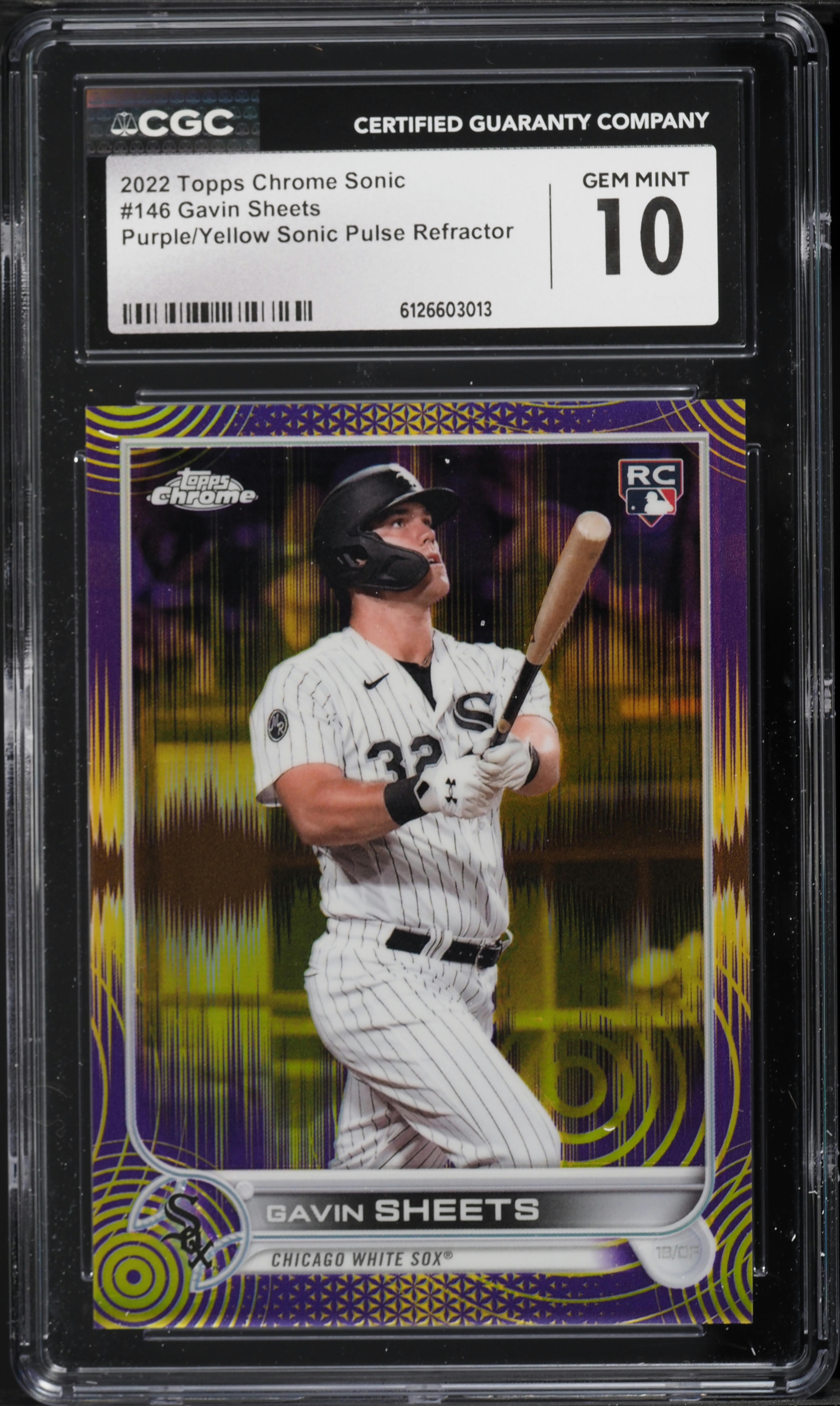 2022 Topps Chrome Sonic Purple Yellow Pulse Refractor Gavin Sheets