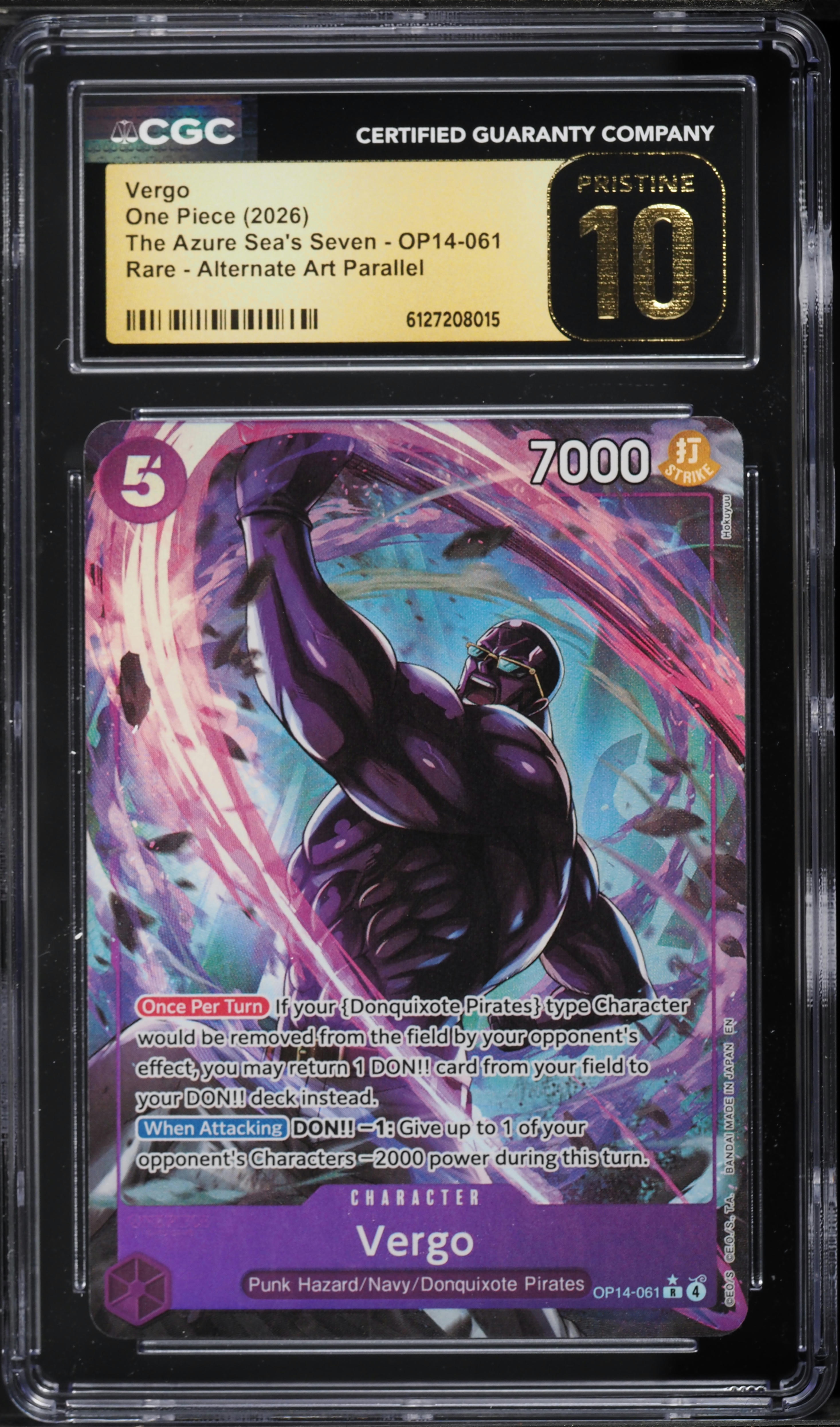 2026 One Piece The Azure Sea's Seven Alt Art Vergo #OP14-061 CGC