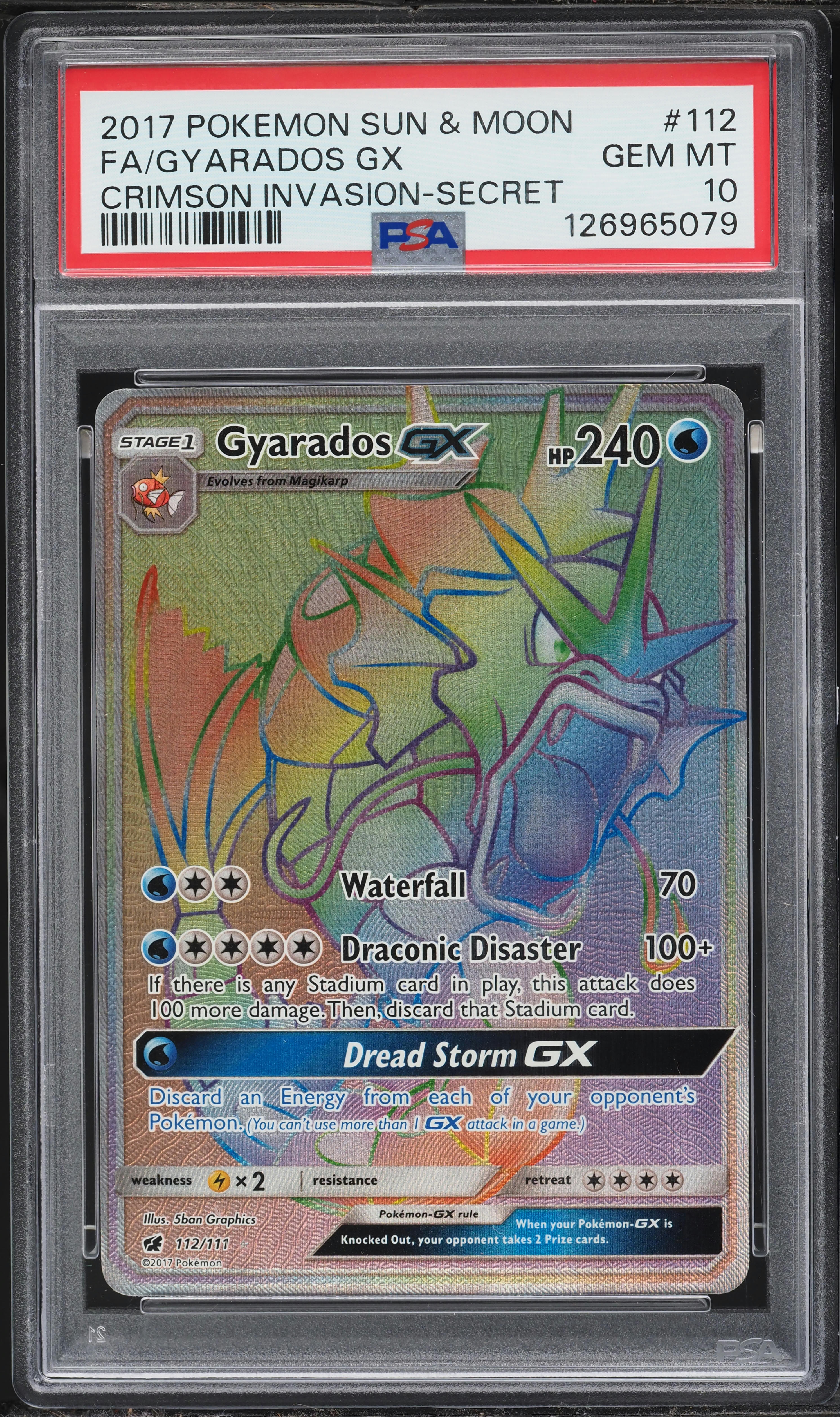 2017 Pokemon Sun & Moon Crimson Invasion Rainbow Rare Gyarados GX #112 PSA  10 GEM MINT on Fanatics Collect