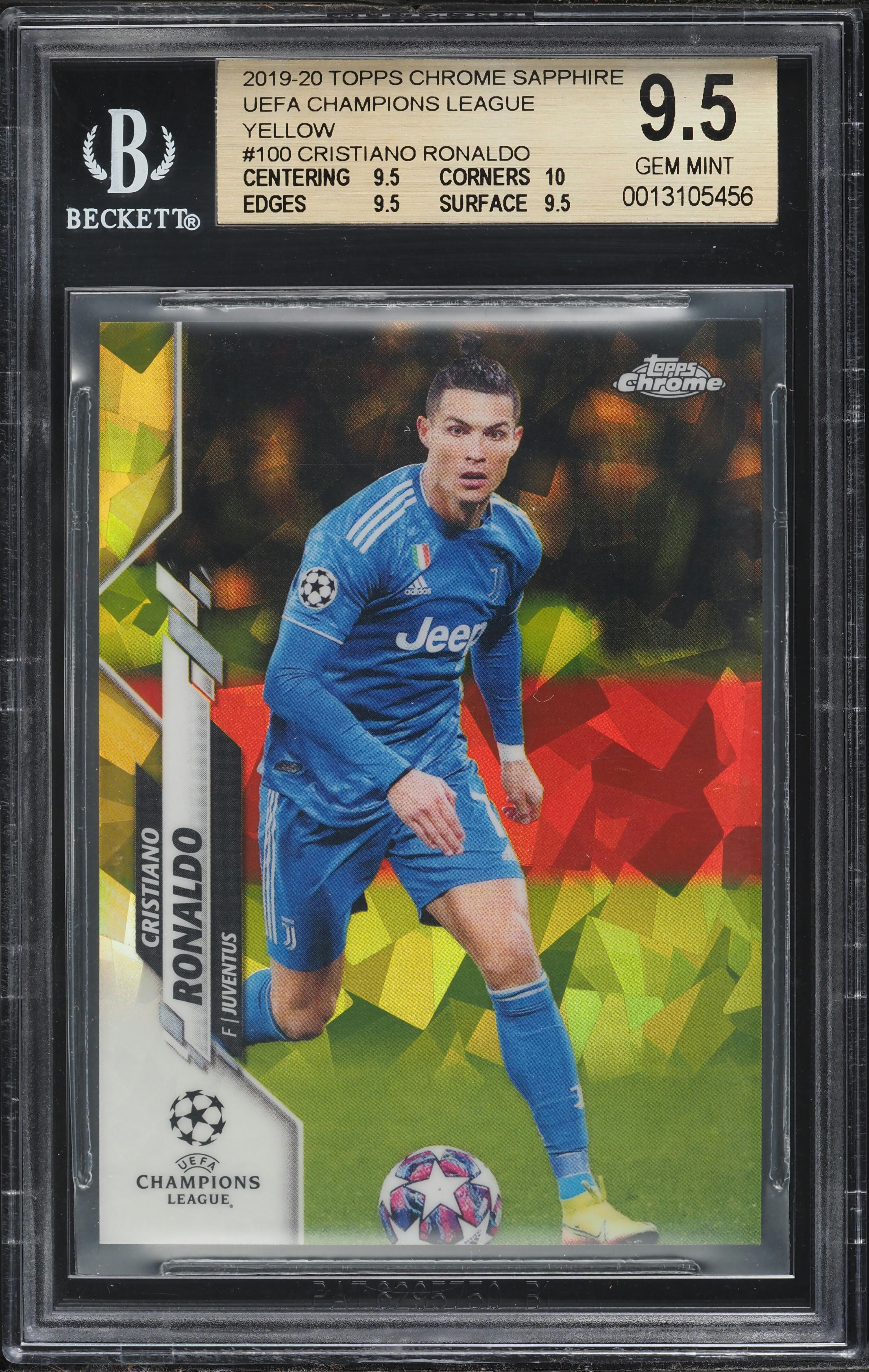 2019 Topps Chrome Sapphire UEFA Yellow Cristiano Ronaldo /99 #100