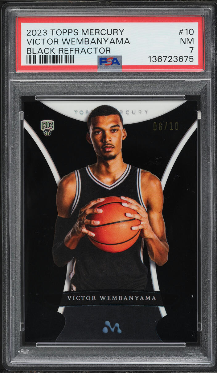 2023 Topps Mercury Black Refractor Victor Wembanyama ROOKIE /10 #10 PSA 7 NRMT