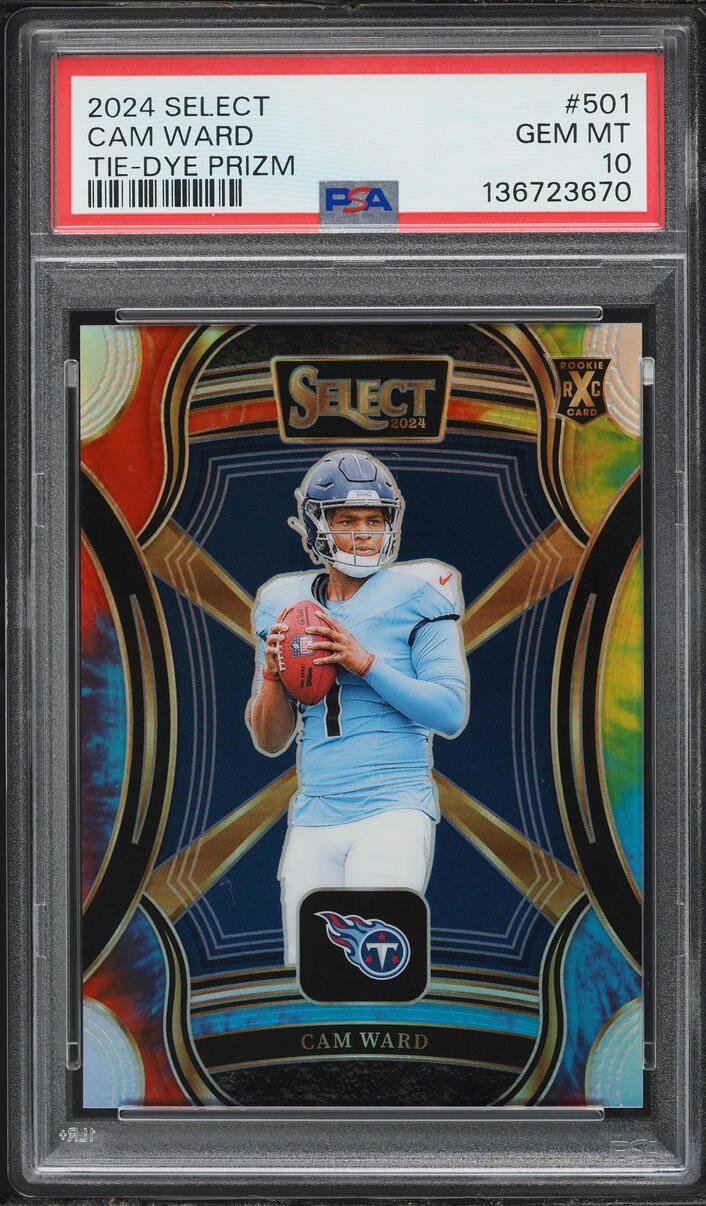 2024 Select Football Tie-Dye Prizm Cam Ward ROOKIE /25 #501 PSA 10