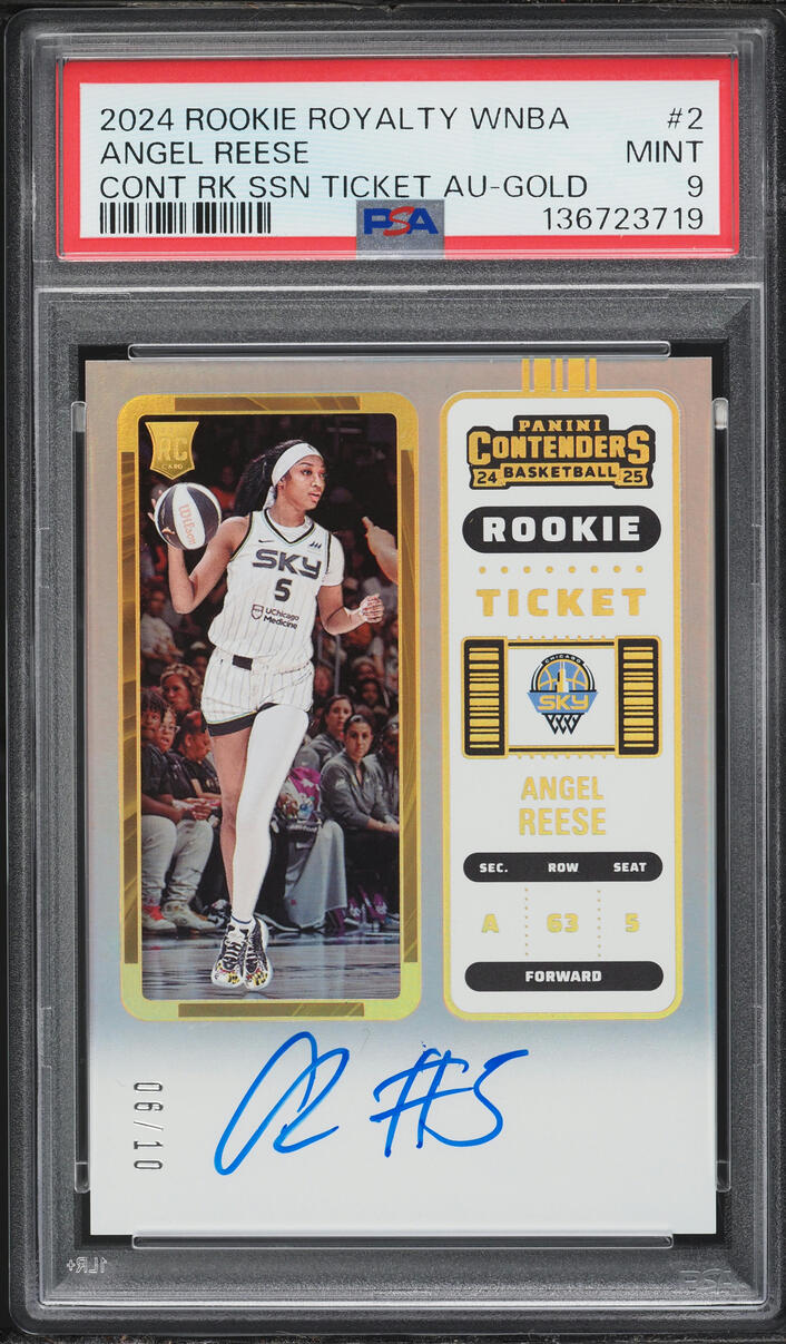 2024 Panini Royalty WNBA Contenders Season Ticket Gold Angel Reese RC AUTO /10 #2 PSA 9 MINT