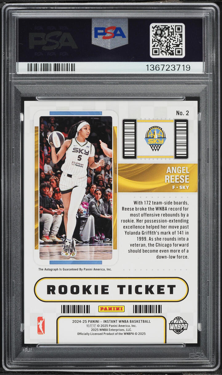 2024 Panini Royalty WNBA Contenders Season Ticket Gold Angel Reese RC AUTO /10 #2 PSA 9 MINT