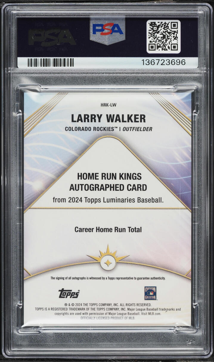 2024 Topps Luminaries Home Run Kings Larry Walker AUTO /25 #HRKLW PSA 10 GEM MINT
