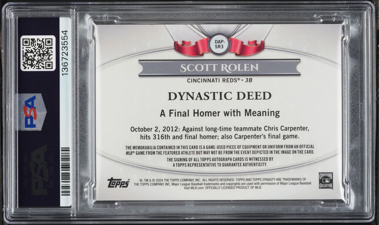 2024 Topps Dynasty Silver Scott Rolen PATCH AUTO 1/5 #DAPSR3 PSA 8 NM-MT