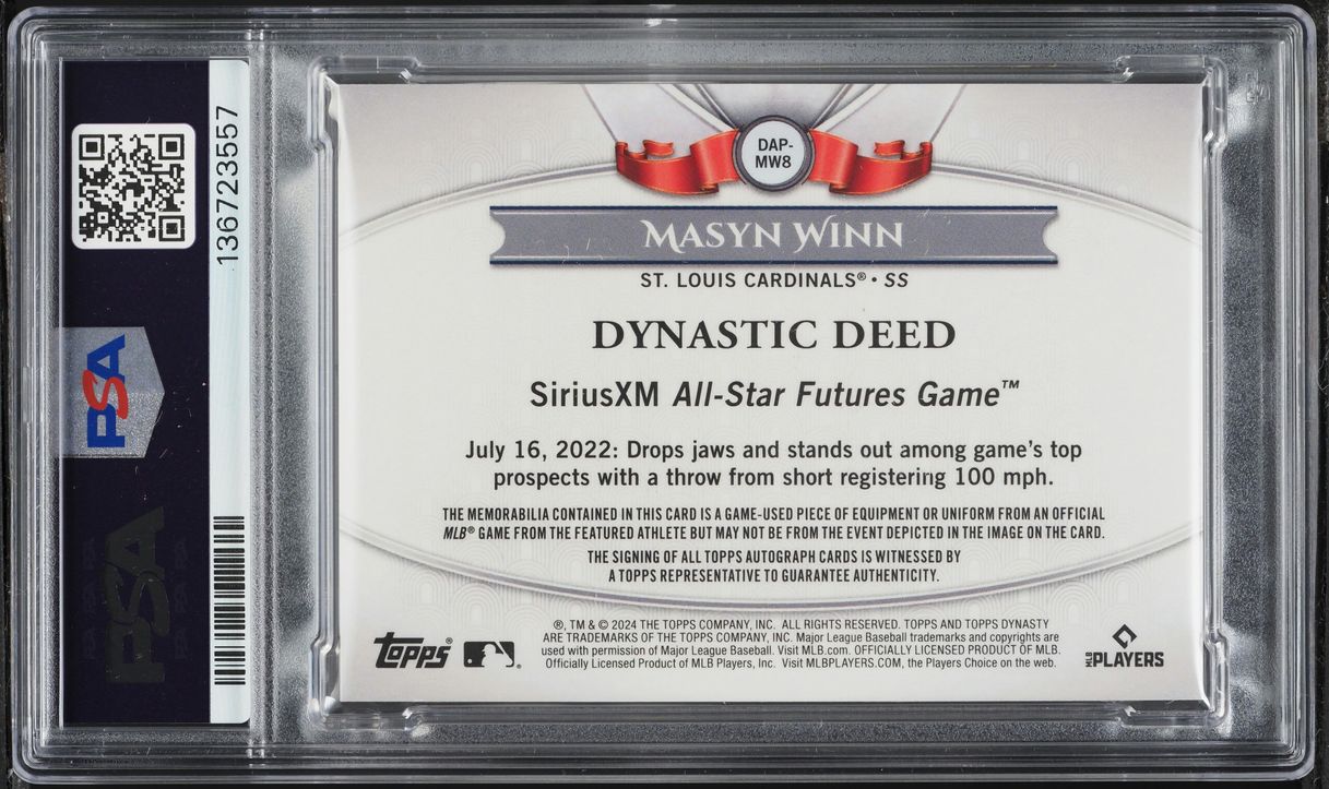 2024 Topps Dynasty Masyn Winn ROOKIE PATCH AUTO /10 #DAPMW8 PSA 9 MINT