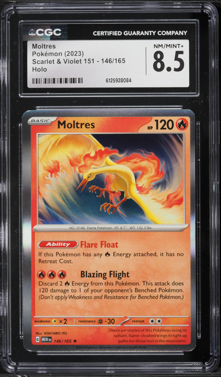 2023 Pokemon Scarlet & Violet 151 Holo Moltres #146 CGC 8.5 NM-MT+