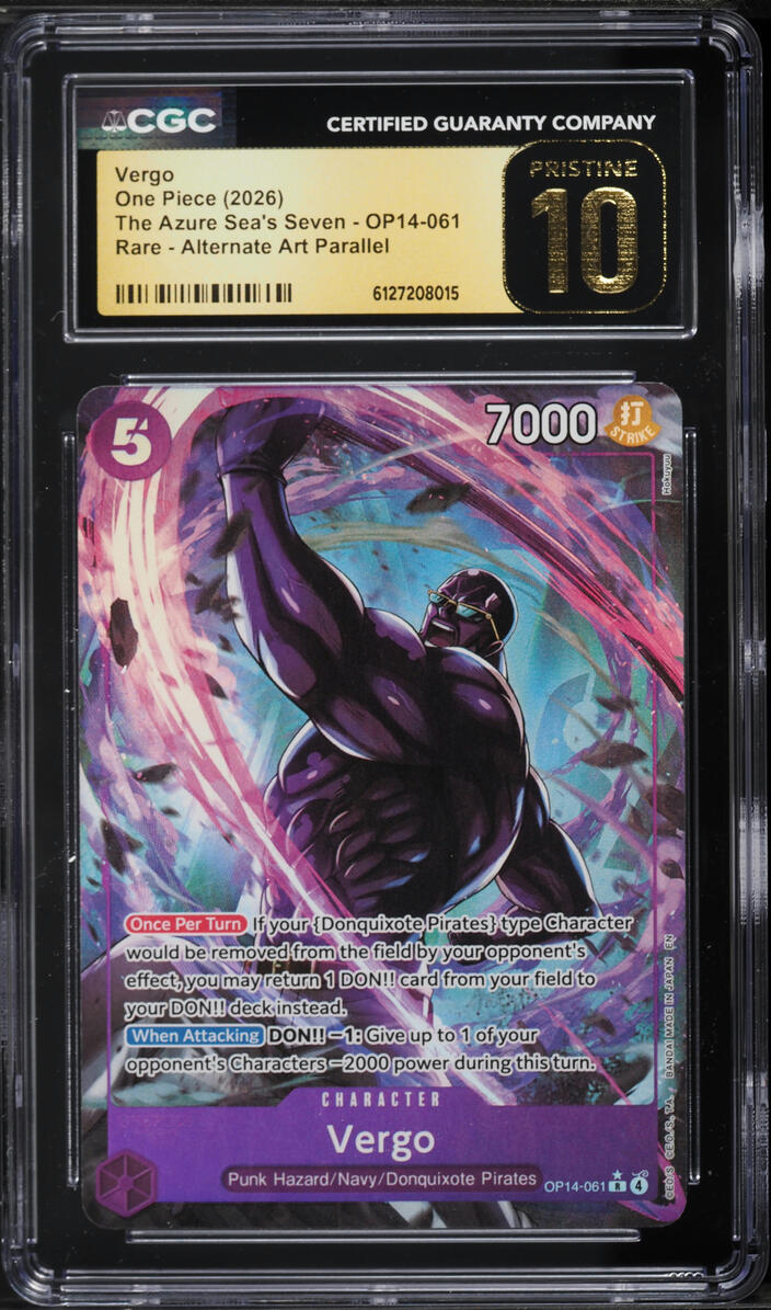 2026 One Piece The Azure Sea's Seven Alt Art Vergo #OP14-061 CGC